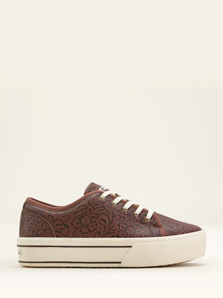 Ariat Skylar Floral Print Emboss Leather Platform Trainers - Image 1 of 6 Ariat Skylar Floral Print Emboss Leather Platform Trainers - Image 1 of 6