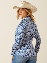 Ariat Blue Kirby Floral Ditsy Wrinkle Resist Stretch Shirt - Image 2 of 4