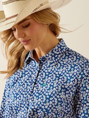 Ariat Blue Kirby Floral Ditsy Wrinkle Resist Stretch Shirt - Image 4 of 4