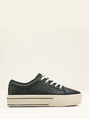 Черный - Коричневые кожаные кроссовки на платформе с принтом Ariat Skylar Цветы - Image 1 of 7