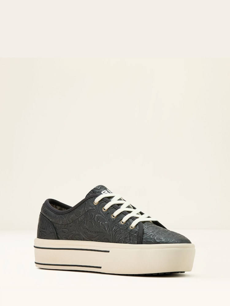 Ariat Skylar Floral Print Emboss Leather Platform Trainers - Image 2 of 7 Ariat Skylar Floral Print Emboss Leather Platform Trainers - Image 2 of 7