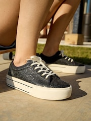 Черный - Коричневые кожаные кроссовки на платформе с принтом Ariat Skylar Цветы - Image 6 of 7