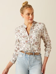 Ariat Red Clarion Ruffle Neck Paisley Print Blouse - Image 1 of 5