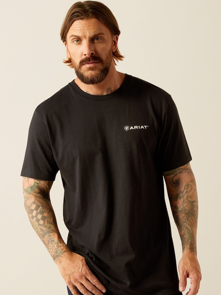Ariat Big Sky Freedom Western Back Print Graphic 100% Cotton Black T-Shirt - Image 1 of 5