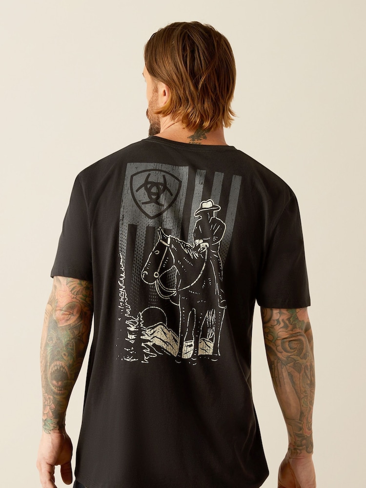 Ariat Big Sky Freedom Western Back Print Graphic 100% Cotton Black T-Shirt - Image 2 of 5