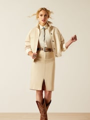 Ariat Natural Rachel Western Detail Split Front Midi Skirt - Image 1 of 4