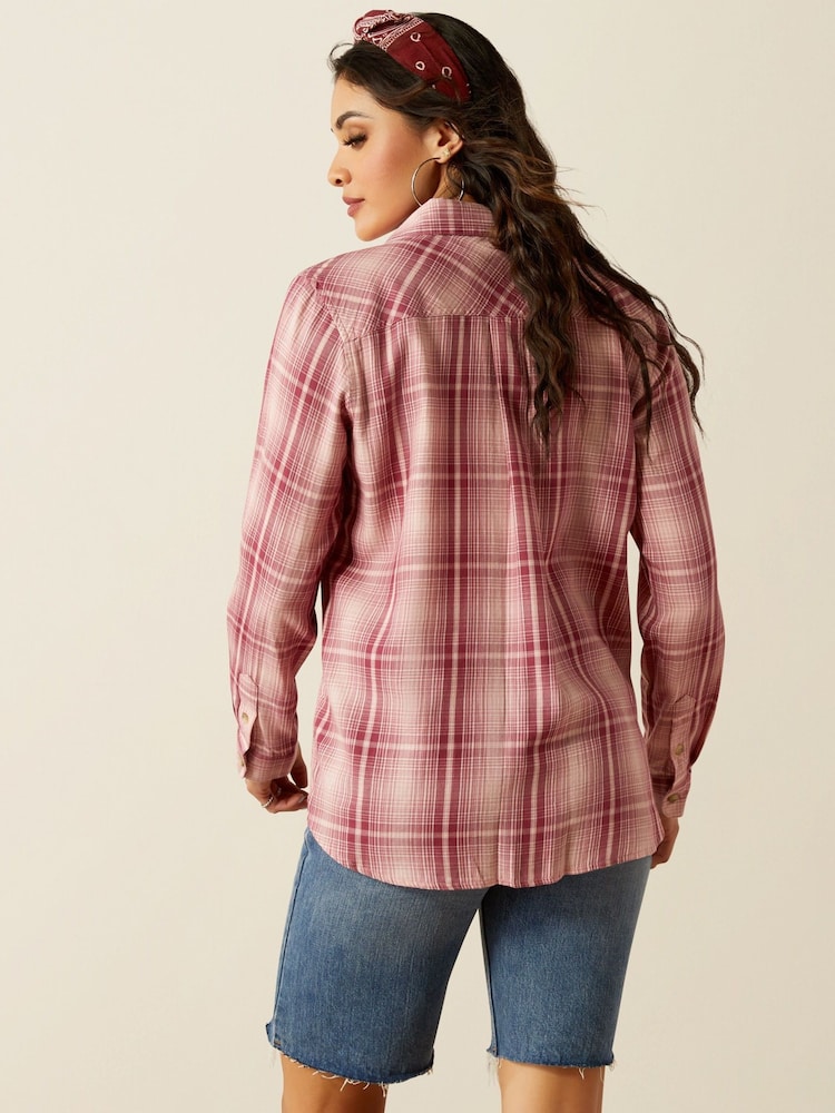 Розовый - Синяя рубашка в стиле вестерн из 100% хлопка Ariat Billie Jeans - Изображение 2 из 4