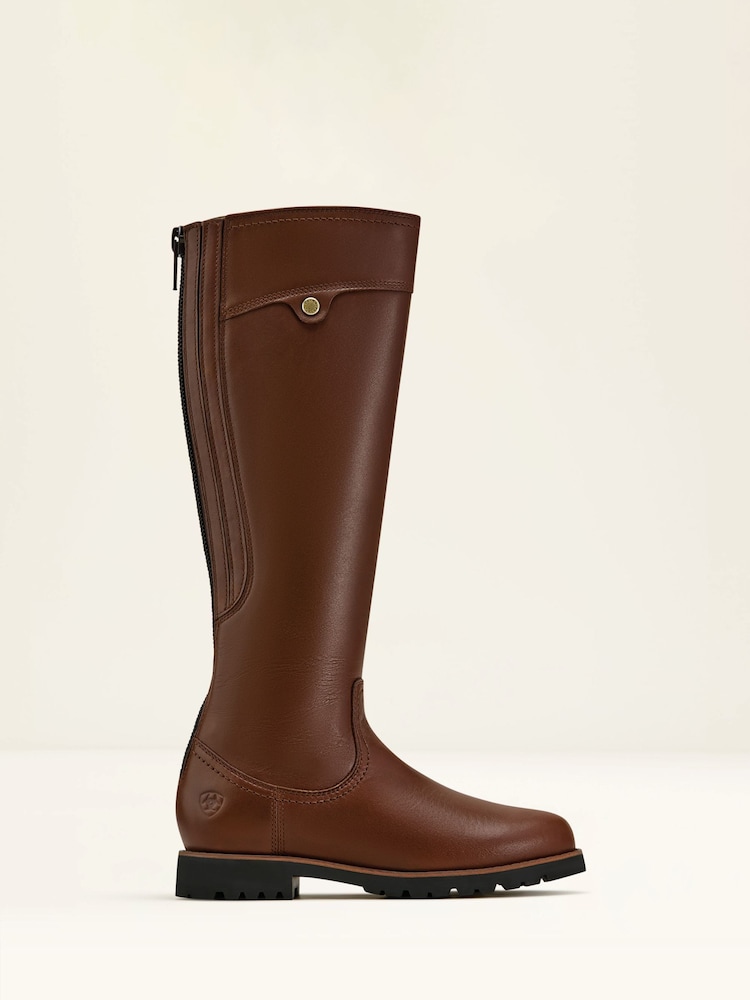 Ariat Arlington Back Zip Waterproof Knee High Leather Brown Boots - Image 1 of 3