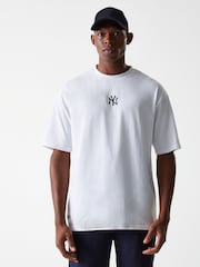Blanco - New Era Mens New York Yankee Logo Black T-Shirt - Imagen 1 de 8