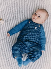 Blue Check Baby Cord Dungaree and Bodysuit Set (0mths-2yrs) - Image 1 of 3