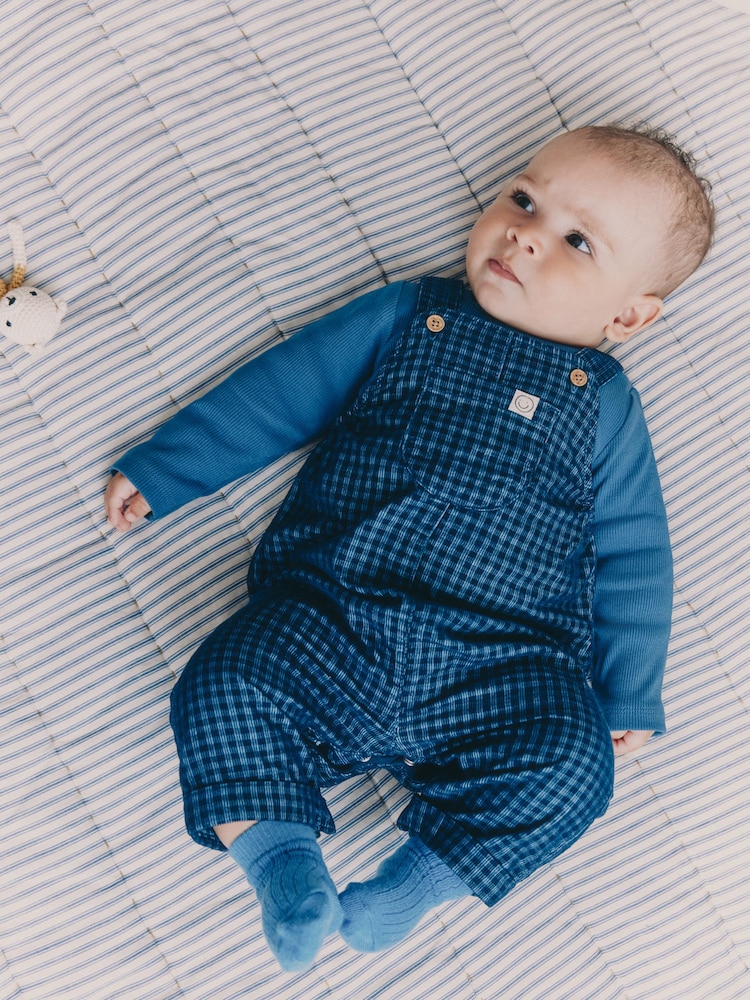 Blue Check Baby Cord Dungaree and Bodysuit Set (0mths-2yrs) - Image 1 of 3