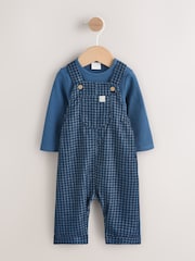 Cheque azul - Conjunto de macacão e macacão para bebê com cordão (0meses a2anos) - Imagem 4 de 11