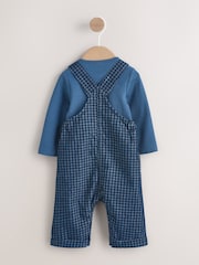 Cheque azul - Conjunto de macacão e macacão para bebê com cordão (0meses a2anos) - Imagem 5 de 11