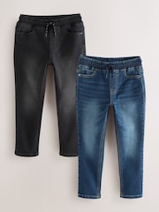 Black/Navy Regular Fit Stretch Elasticated Waist Jeans 2 Pack (3-16yrs) - Image 1 of 8