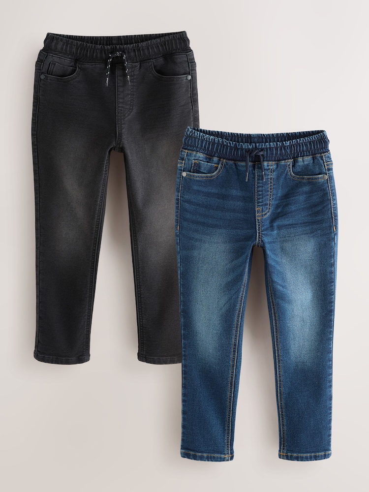 Black/Navy Regular Fit Stretch Elasticated Waist Jeans 2 Pack (3-16yrs) - Image 1 of 8
