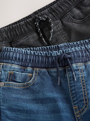 Black/Navy Regular Fit Stretch Elasticated Waist Jeans 2 Pack (3-16yrs) - Image 6 of 8