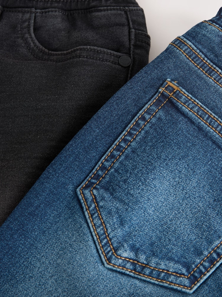 Black/Navy Regular Fit Stretch Elasticated Waist Jeans 2 Pack (3-16yrs) - Image 8 of 8