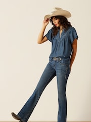 Ariat Blue Perfect Rise Christine Flare Jeans - Image 3 of 6