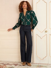 Love & Roses Green Embroidered Long Sleeve Blouse - Image 4 of 4