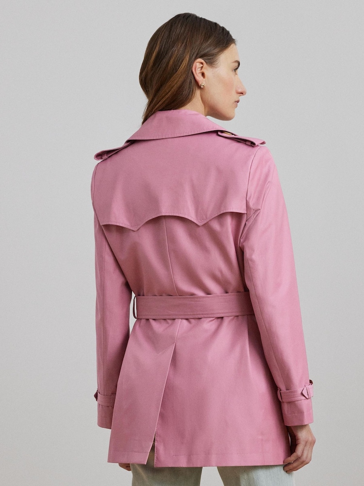 Lauren Ralph Lauren Pink Double Breasted Blend Trench Coat - Image 2 of 6