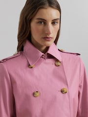 Lauren Ralph Lauren Pink Double Breasted Blend Trench Coat - Image 3 of 6
