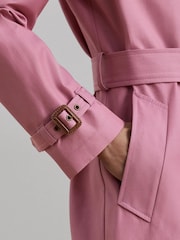 Lauren Ralph Lauren Pink Double Breasted Blend Trench Coat - Image 4 of 6