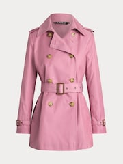 Lauren Ralph Lauren Pink Double Breasted Blend Trench Coat - Image 6 of 6