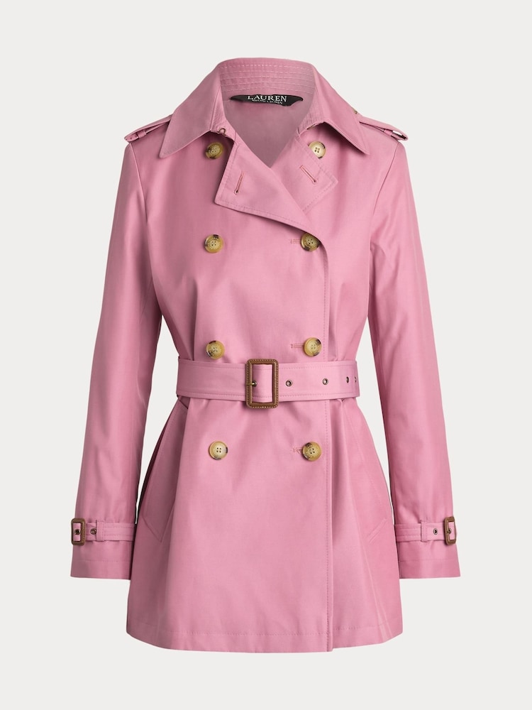 Lauren Ralph Lauren Pink Double Breasted Blend Trench Coat - Image 6 of 6