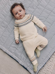 Cream Fairisle Baby Knitted Top and Leggings Set (0mths-2yrs) - Image 1 of 19