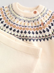 Cream Fairisle Baby Knitted Top and Leggings Set (0mths-2yrs) - Image 12 of 19