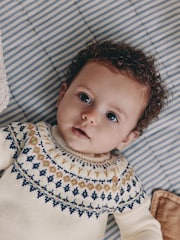 Cream Fairisle Baby Knitted Top and Leggings Set (0mths-2yrs) - Image 3 of 19