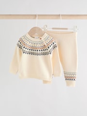 Cream Fairisle Baby Knitted Top and Leggings Set (0mths-2yrs) - Image 5 of 19
