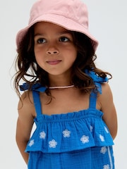 Raffya Blue Savvanah Scalloped Embroidered Hem 100% Cotton Top and Shorts Co-Ord Set - Image 3 of 4