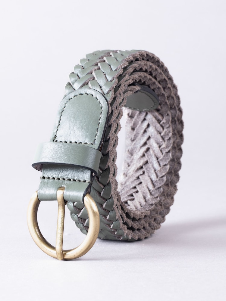 Зеленый - Lakeland Leather Stone Waverton Woven Belt - Image 2 of 3