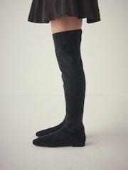 Negro - Botas planas estilo calcetín por encima de la rodilla de Forever Comfort® - Imagen 1 de 11