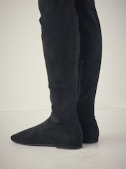 Negro - Botas planas estilo calcetín por encima de la rodilla de Forever Comfort® - Imagen 4 de 11