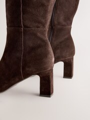 Chocolate Brown Suede Forever Comfort® Buckle Toe Detail Knee High Boots - Image 4 of 5