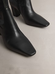 Black Leather N. Premium Knee High Chisel Toe Sock Boots - Image 5 of 6
