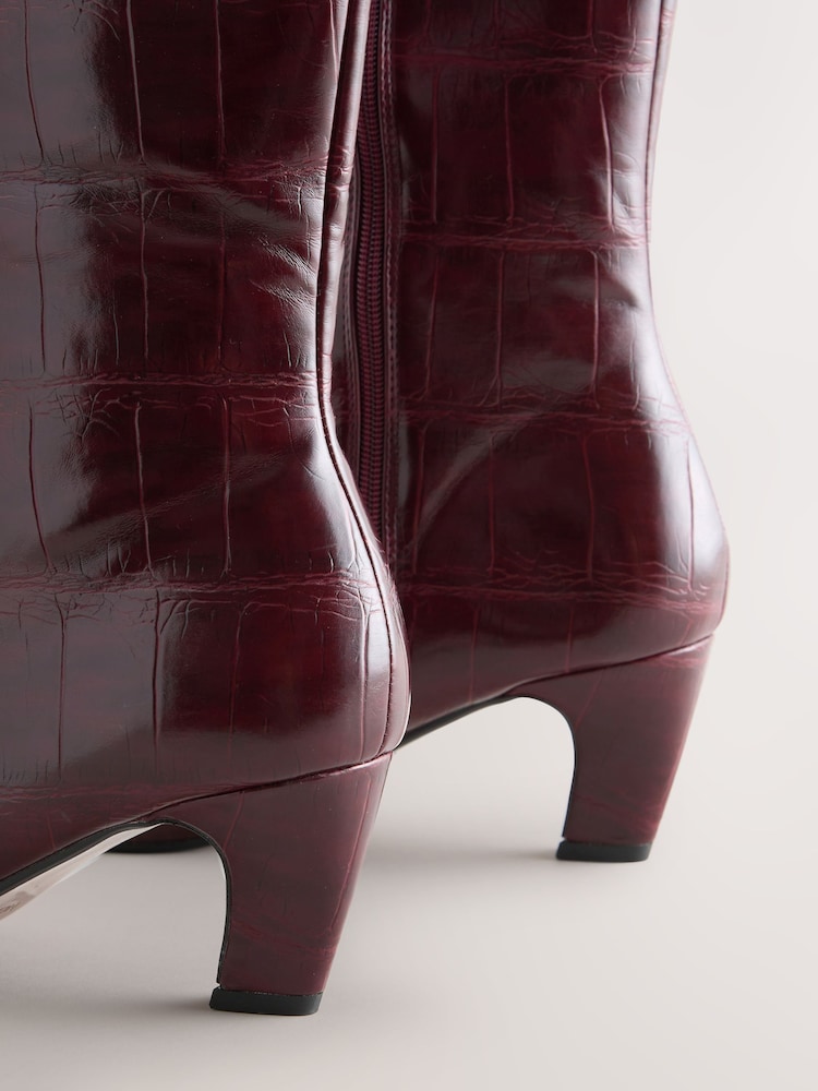 Buy Burgundy Red Forever Comfort® Curved Heel Knee High Boots from