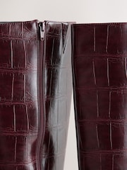 Berry Red Croc Embossed Forever Comfort® Curved Heel Knee High Boots - Image 5 of 5