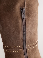 Chocolate Brown Suede Forever Comfort® Studded Knee High Block Heel Boots - Image 7 of 7