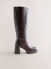 Chocolate Brown Forever Comfort® Knee High Platform Boots - Image 1 of 5