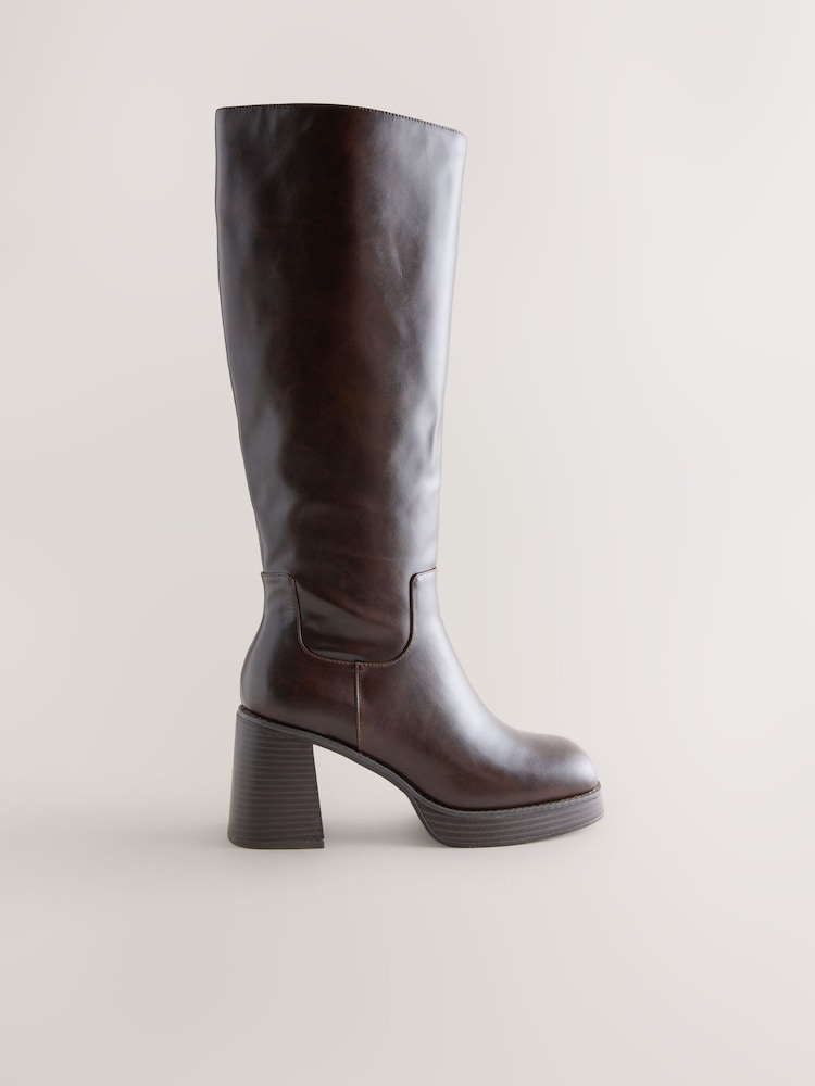 Chocolate Brown Forever Comfort® Knee High Platform Boots - Image 1 of 5
