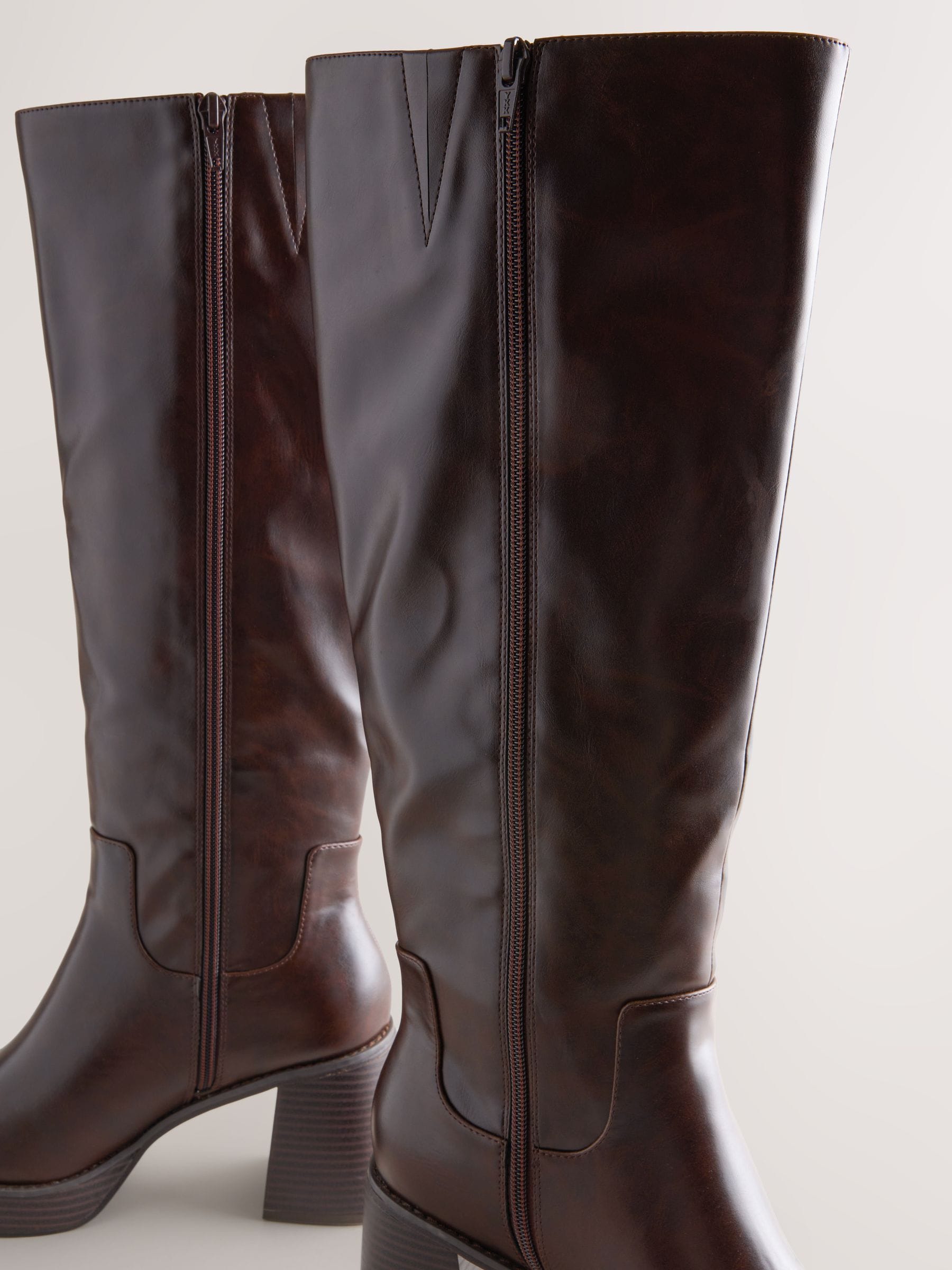 Buy Chocolate Brown Forever Comfort® Knee High Platform Boots from