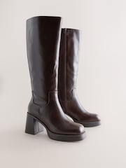 Chocolate Brown Forever Comfort® Knee High Platform Boots - Image 2 of 5