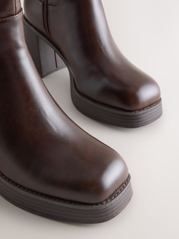 Chocolate Brown Forever Comfort® Knee High Platform Boots - Image 5 of 5