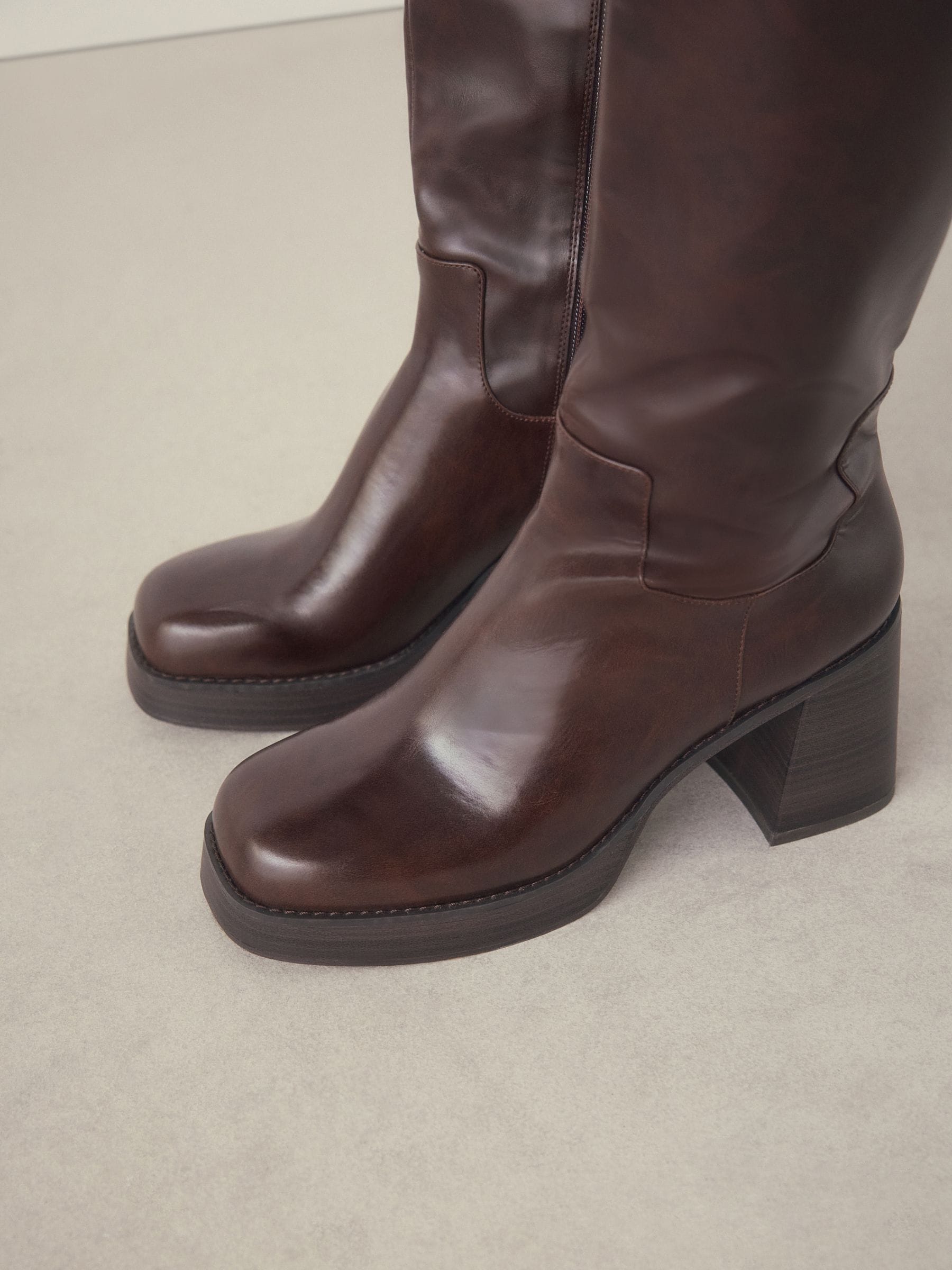 Buy Chocolate Brown Forever Comfort® Knee High Platform Boots from
