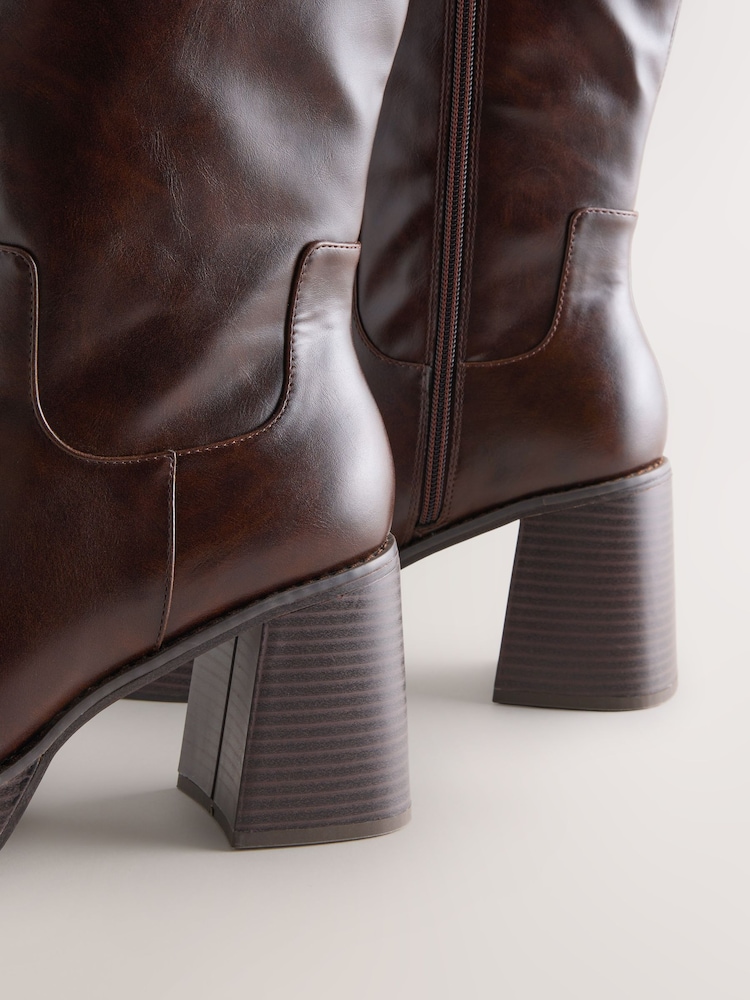 Buy Chocolate Brown Forever Comfort Knee High Platform Boots from Next USA