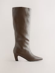 Olive Green Forever Comfort® Curved Heel Knee High Boots - Image 1 of 5