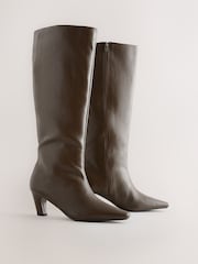 Olive Green Forever Comfort® Curved Heel Knee High Boots - Image 2 of 5